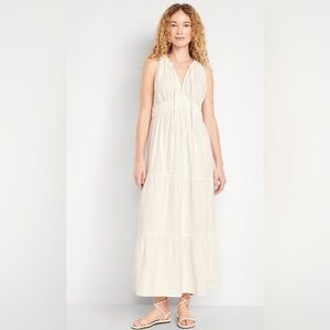 Old Navy Boho Crinkle Cream Maxi Dress